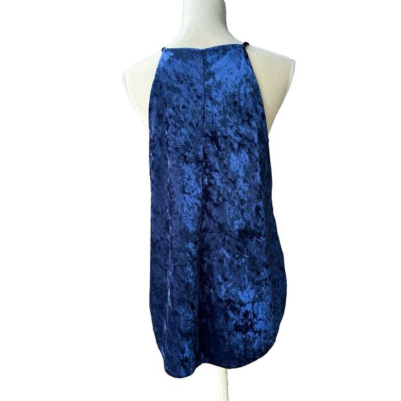 Charming Charlie Floral Applique Crushed Velvet Cami Tank Top Blue Womens Large - Picture 13 of 14